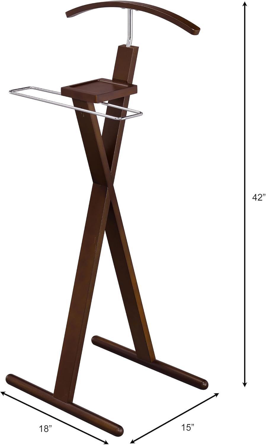 Walnut Wooden Multi-Function Valet Stand