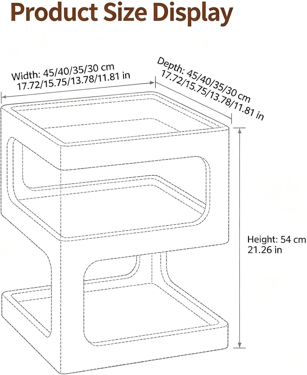 Wood Fluted Glass 3-Tier Nightstand