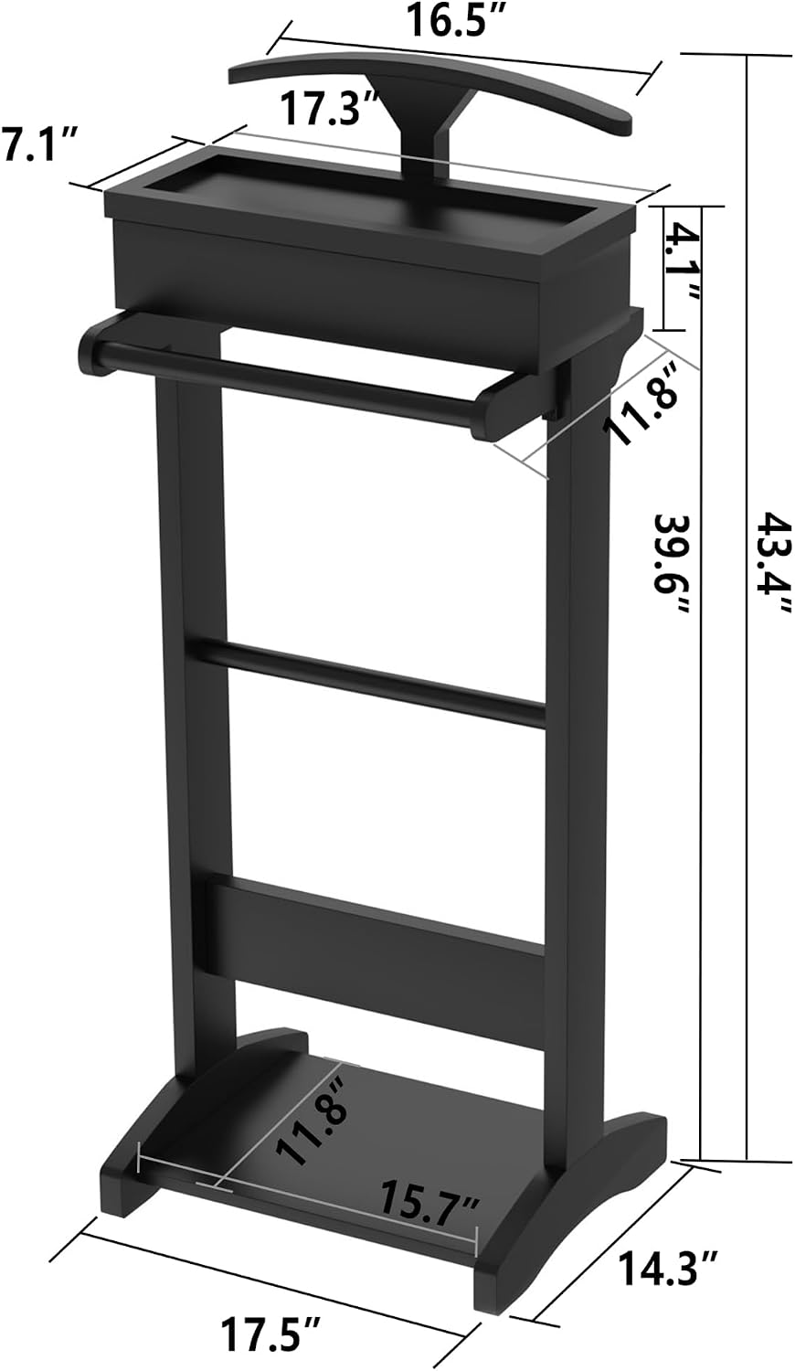 Wood Flip Tray Wooden Suit Valet Stand