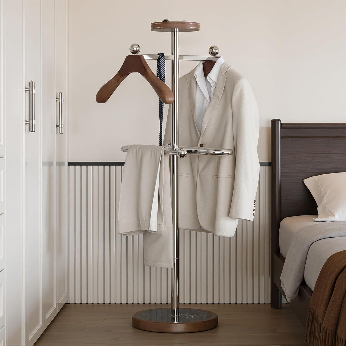 Marble Base Steel Suit Valet Stand