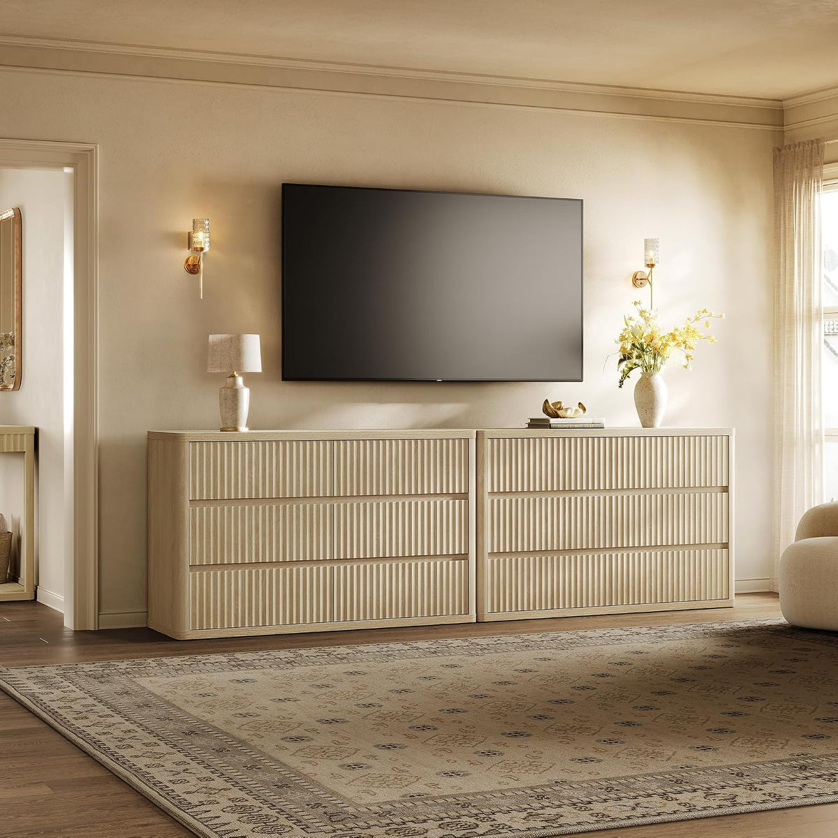 Coastal Oak 12-Drawer Dresser Cabinet