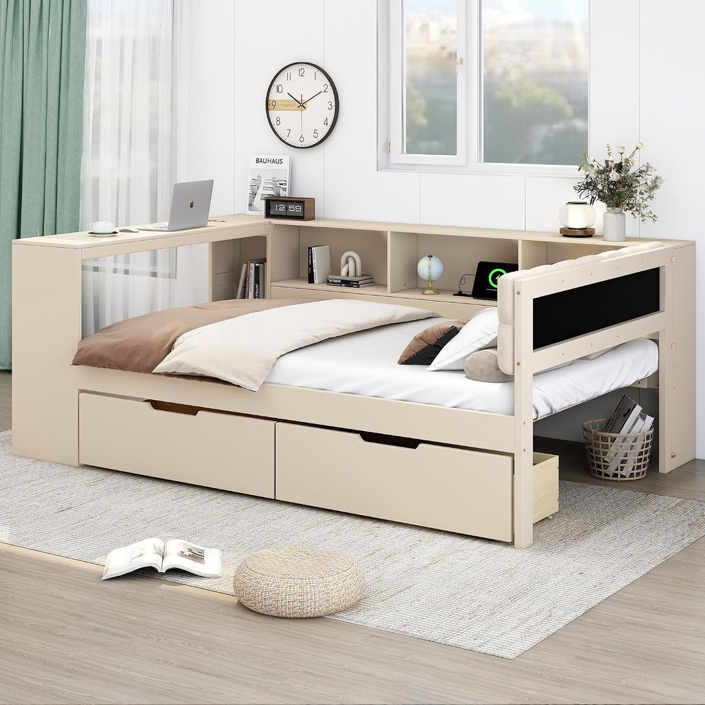 Cream Charging Corner Full Daybed