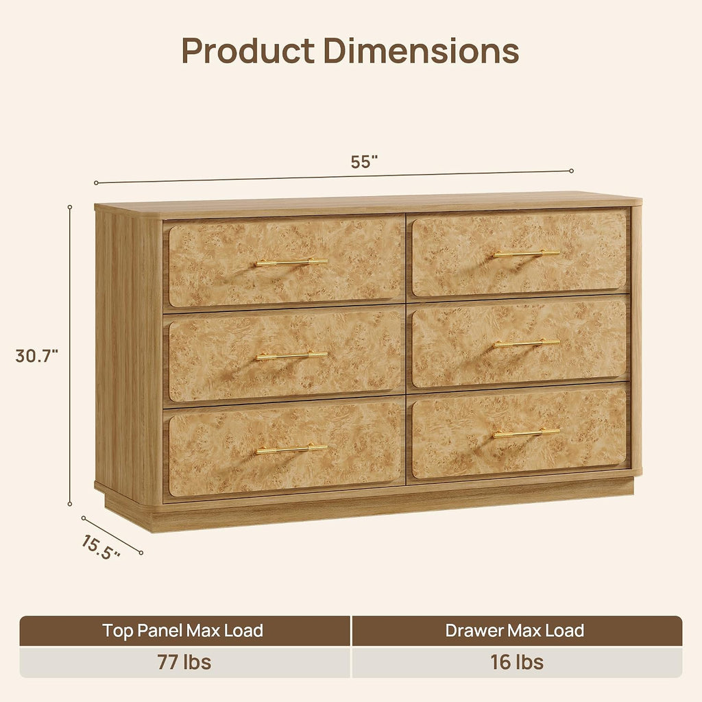 Burl Wide Horizontal Clothes Dresser