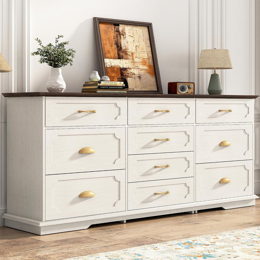 White Charging 10-Drawer Dresser