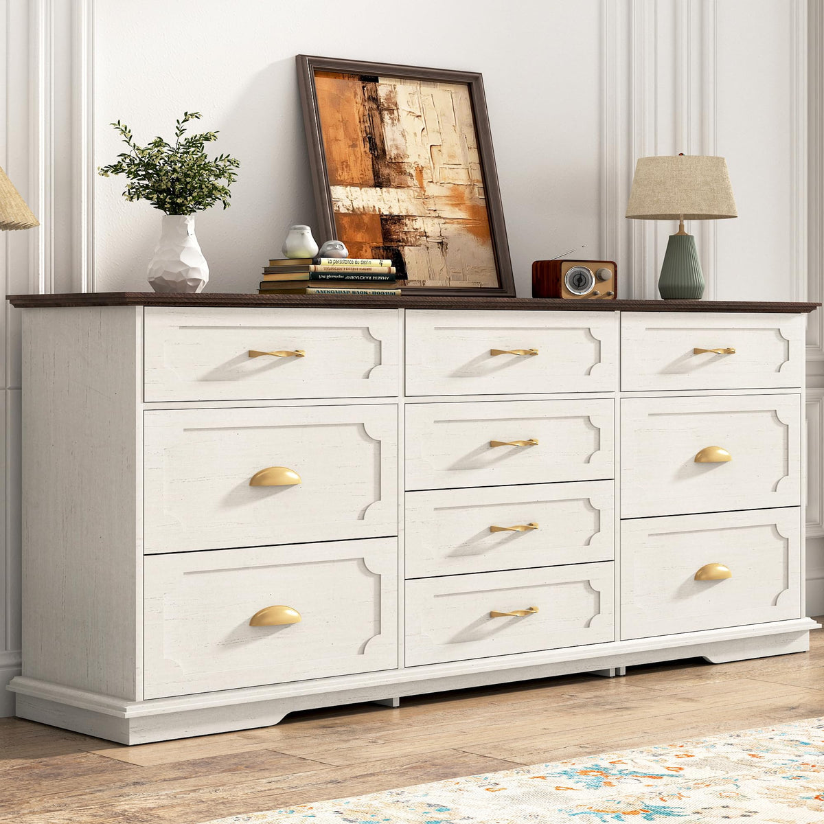 White Charging 10-Drawer Dresser