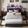 Black RGB Charging Drawer Full Bed