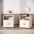 White 2-Drawer Glass Shelf Nightstands